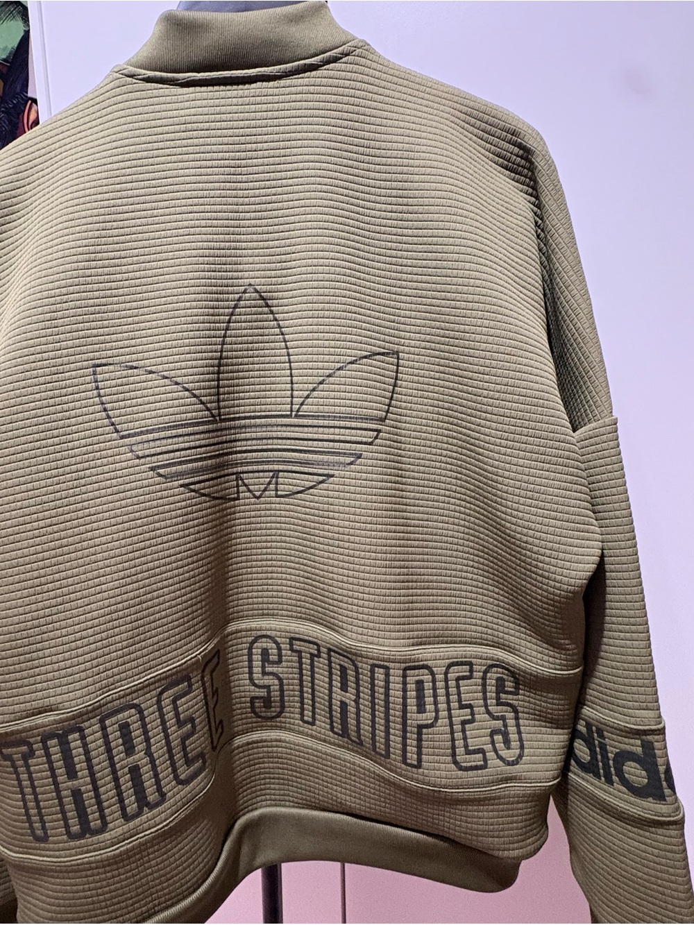 adidas Olive Zip-Up Ribbed Womens Sweater Jacket M - Picture 6 of 6